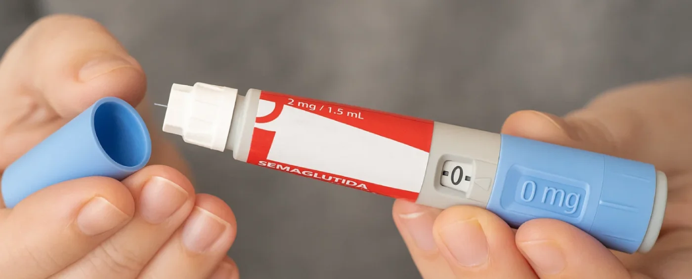 patient holding weight loss injection
